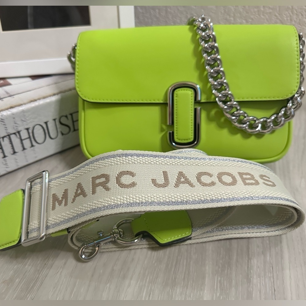Marc Jacobs ‘The J Marc’ Shoulder Crossbody Bag Green Glow Rare Sold Out Color - Picture 13 of 15